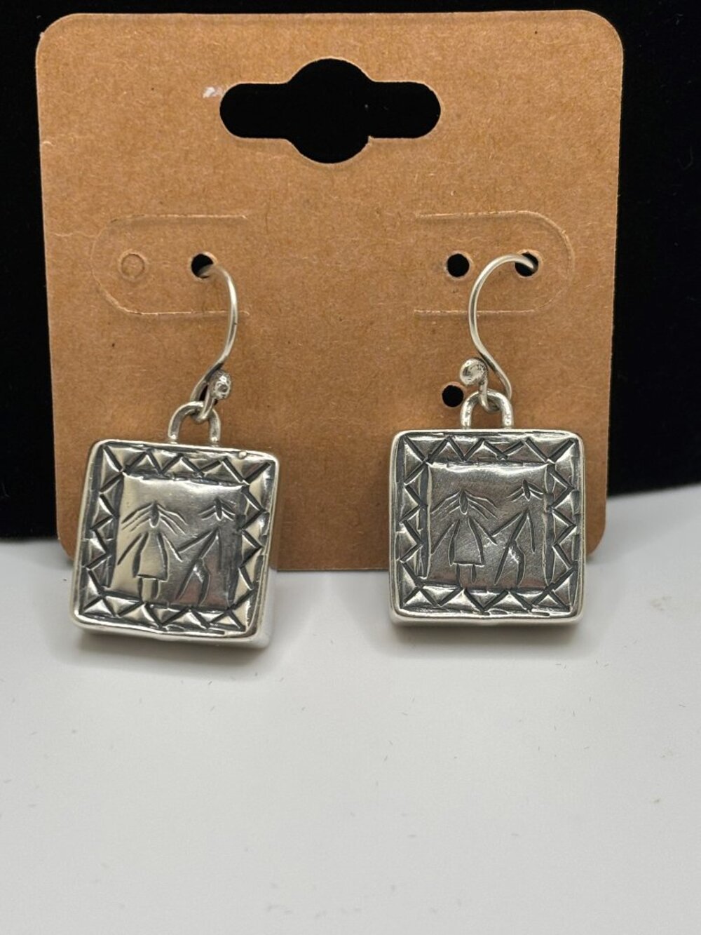 Square Sterling Silver Dangle Earrings